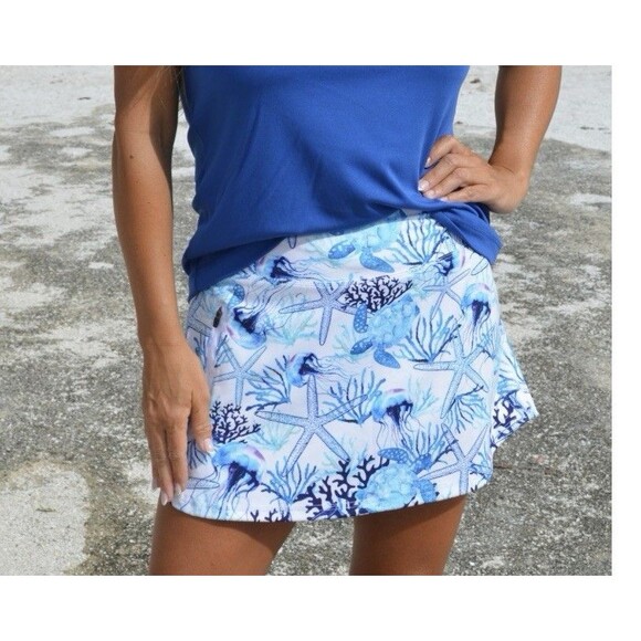 Sporty Girl Skort Size Medium Blue Nautical Sealife UPF 50+ Protection NWT - Picture 11 of 11